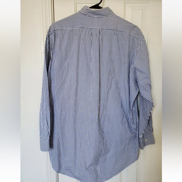 Ralph Lauren Yarmouth Striped Oxford Shirt Blue White 100% Cotton Sz 15 1/2-33 - Picture 4 of 8